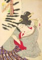 la aparición de una geisha fukagawa nakamichi de la era del tempo Tsukioka Yoshitoshi japonés
